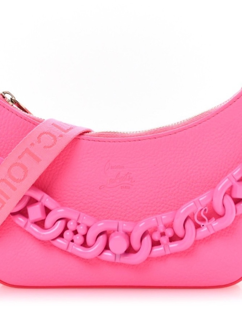 Christian Louboutin Hot Pink Chain-Detail Leather Shoulder Bag
